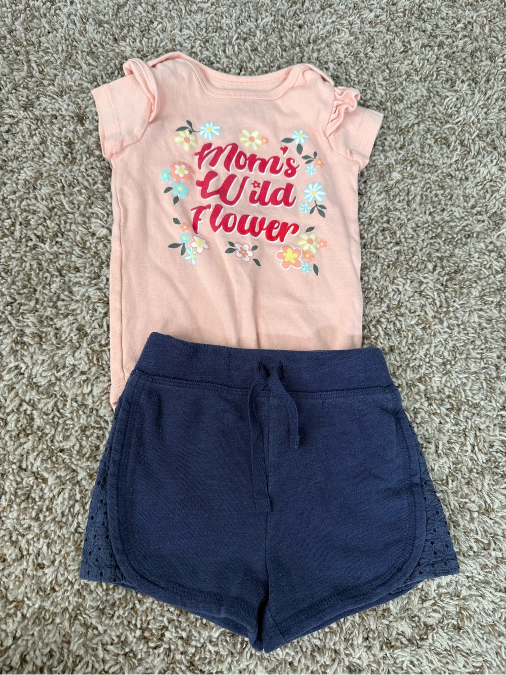 Cat & Jack Navy  shorts and Peach members mark Toddler Top